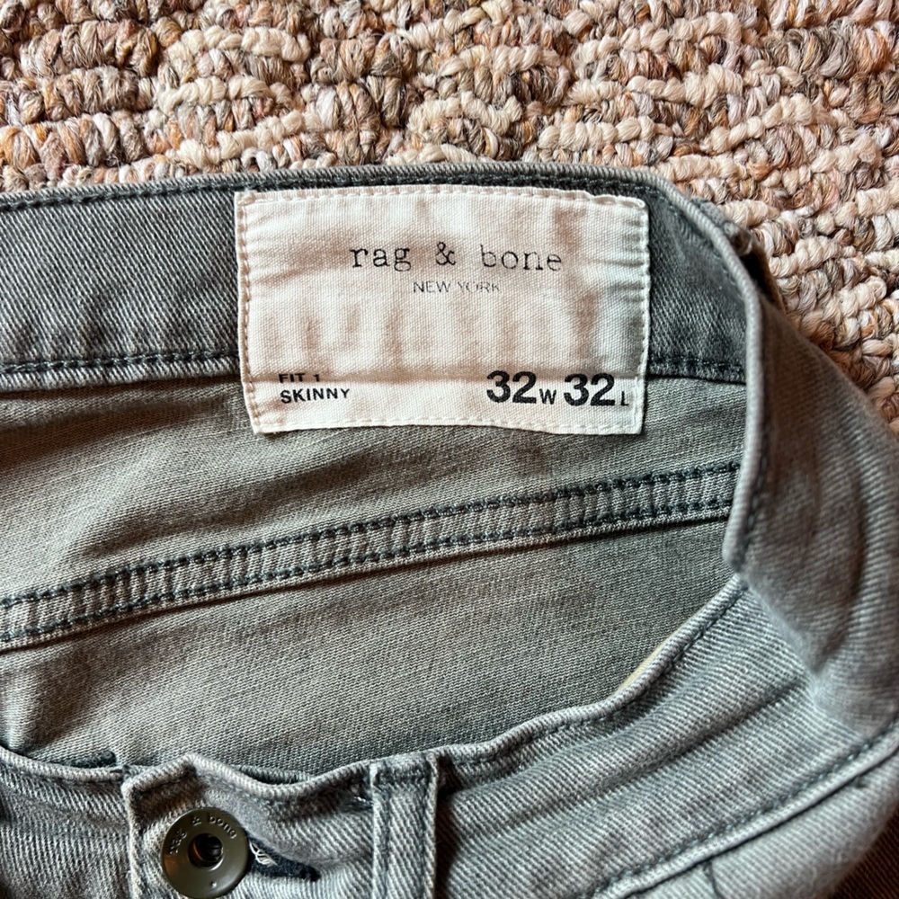 rag & bone Men’s Fit 1 Skinny Jeans Grey - Picture 5 of 10